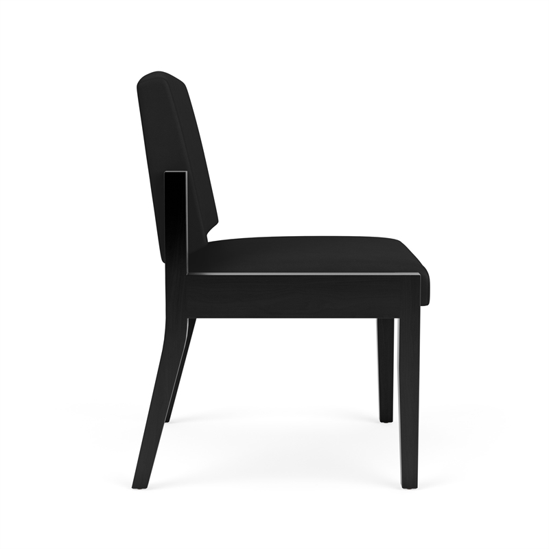 Amherst Wood Reception Waiting Armless Guest Chair / Black Wood / Black