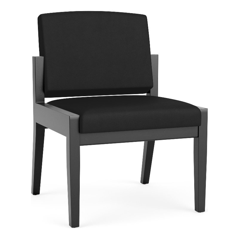 Amherst Wood Reception Waiting Armless Guest Chair / Black Wood / Black