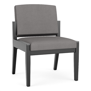 Amherst Wood Reception Waiting Armless Guest Chair / Black Wood / Light Gray