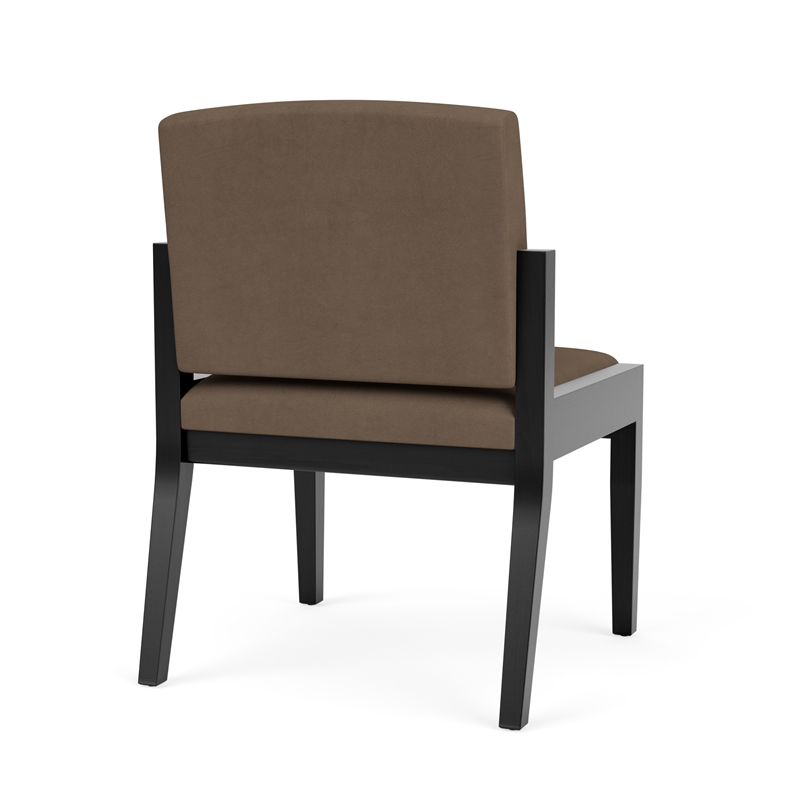 Amherst Wood Reception Waiting Armless Guest Chair / Black Wood / Brown
