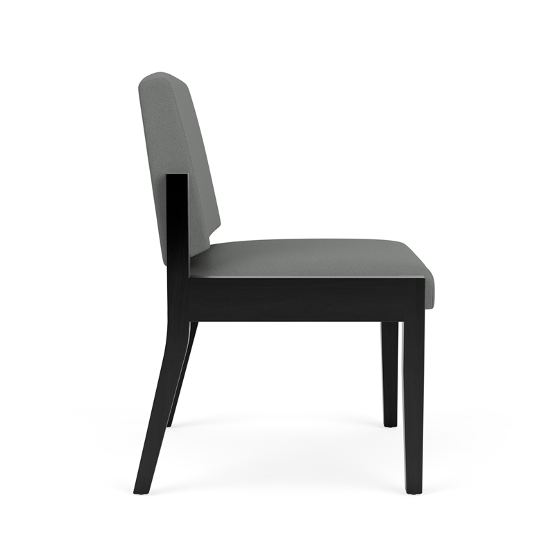 Amherst Wood Reception Waiting Armless Guest Chair / Black Wood / Light Gray