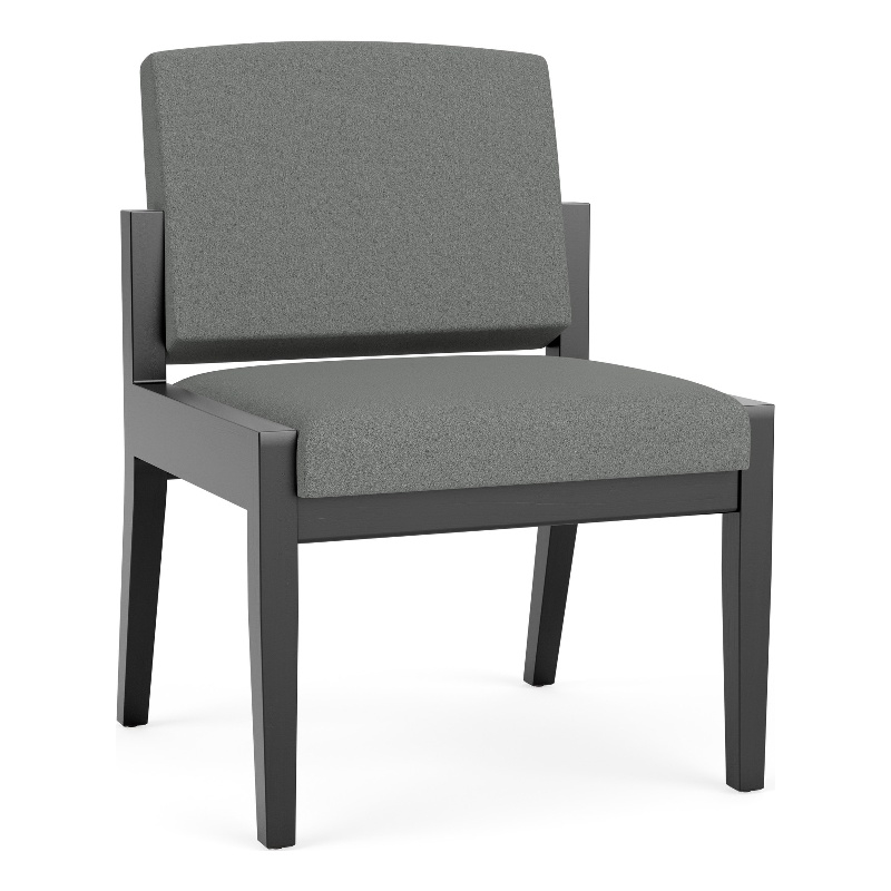 Amherst Wood Reception Waiting Armless Guest Chair / Black Wood / Light Gray
