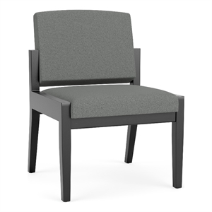 Amherst Wood Reception Waiting Armless Guest Chair / Black Wood / Light Gray