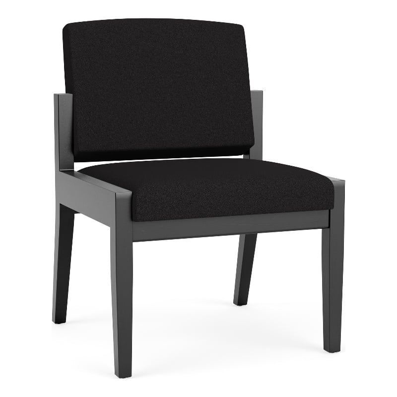 Amherst Wood Reception Waiting Armless Guest Chair / Black Wood / Black