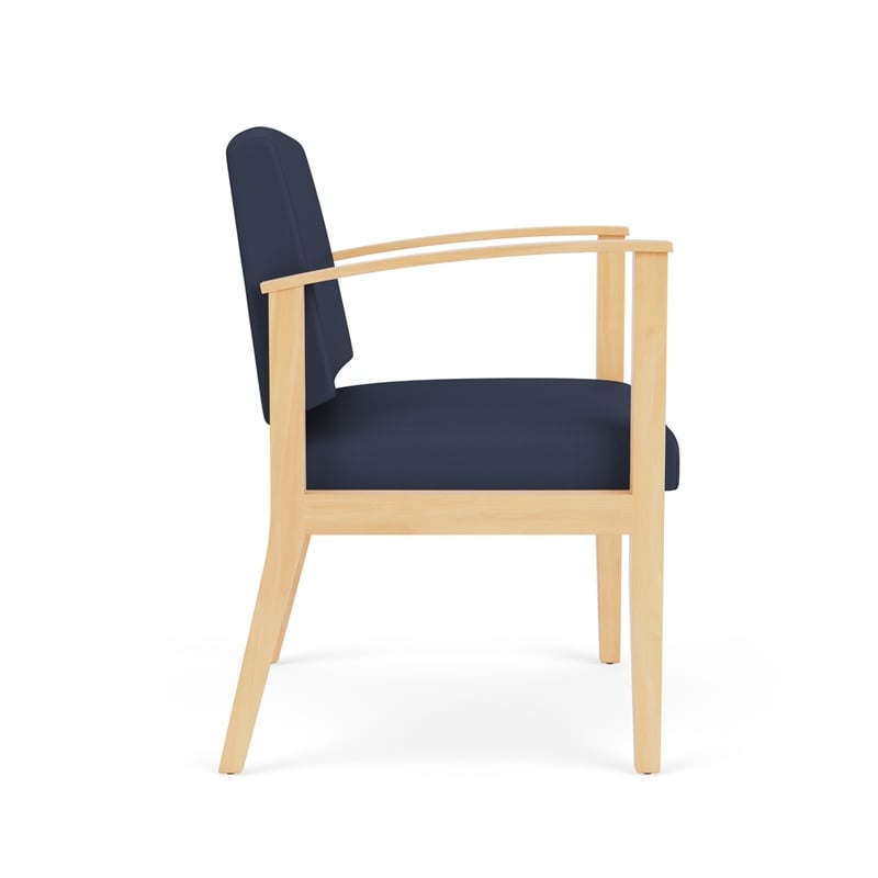 Amherst Wood Reception Waiting Oversize Guest Chair / Natural Wood / Blue
