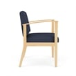 Amherst Wood Reception Waiting Oversize Guest Chair / Natural Wood / Blue