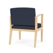 Amherst Wood Reception Waiting Oversize Guest Chair / Natural Wood / Blue