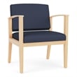 Amherst Wood Reception Waiting Oversize Guest Chair / Natural Wood / Blue