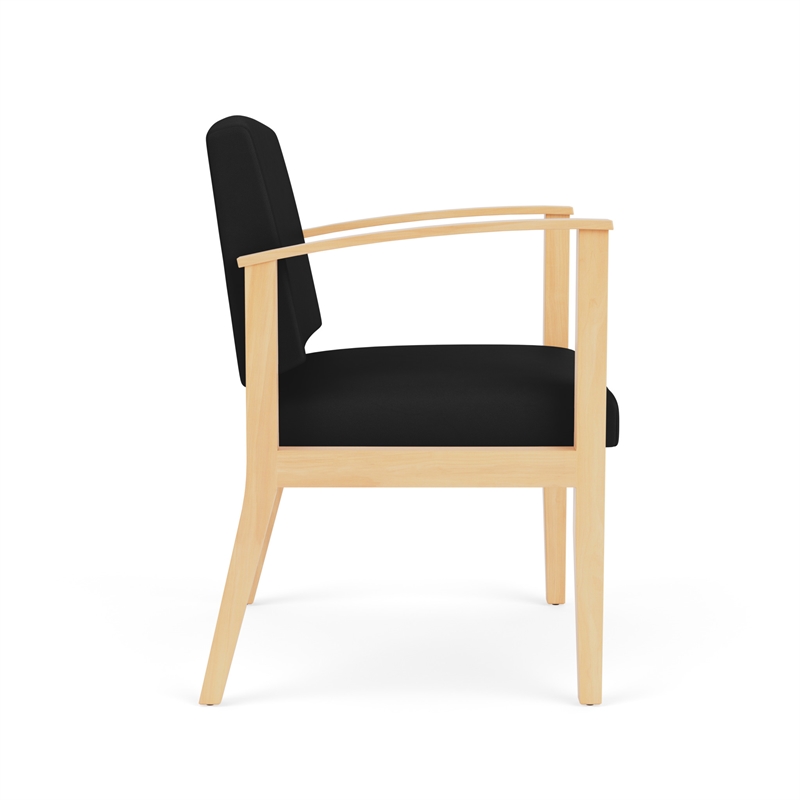 Amherst Wood Reception Waiting Oversize Guest Chair / Natural Wood / Black