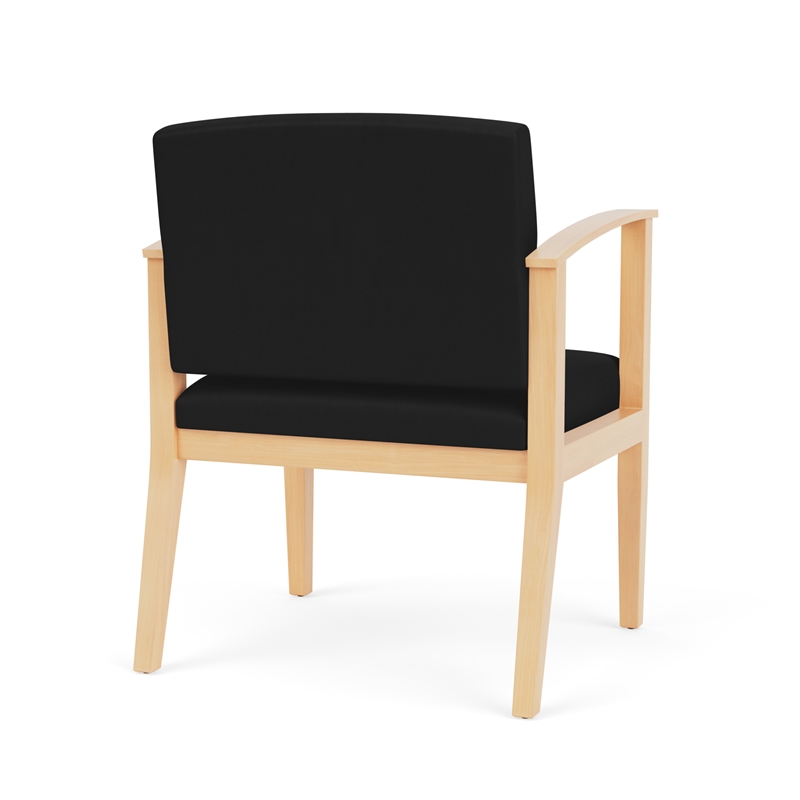 Amherst Wood Reception Waiting Oversize Guest Chair / Natural Wood / Black