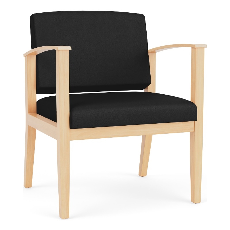 Amherst Wood Reception Waiting Oversize Guest Chair / Natural Wood / Black