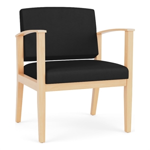 Amherst Wood Reception Waiting Oversize Guest Chair / Natural Wood / Black