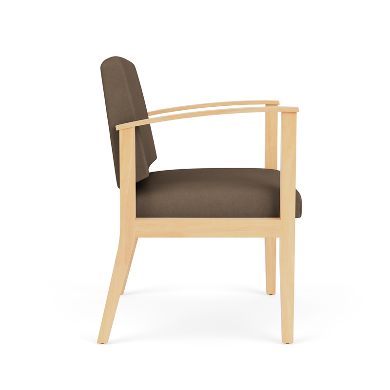 Amherst Wood Reception Waiting Oversize Guest Chair / Natural Wood / Brown