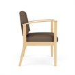 Amherst Wood Reception Waiting Oversize Guest Chair / Natural Wood / Brown