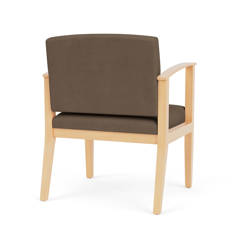 Amherst Wood Reception Waiting Oversize Guest Chair / Natural Wood / Brown
