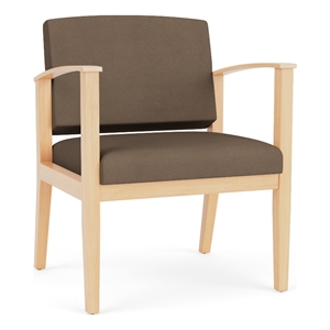 Amherst Wood Reception Waiting Oversize Guest Chair / Natural Wood / Brown
