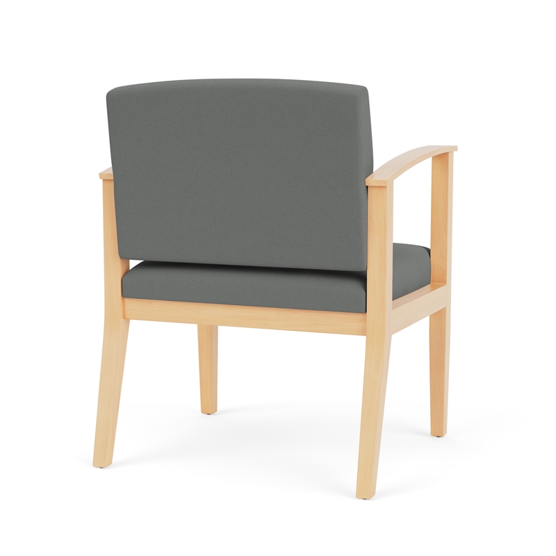 Amherst Wood Reception Waiting Oversize Guest Chair / Natural Wood / Light Gray