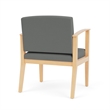 Amherst Wood Reception Waiting Oversize Guest Chair / Natural Wood / Light Gray