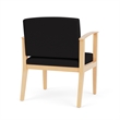 Amherst Wood Reception Waiting Oversize Guest Chair / Natural Wood / Black