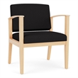 Amherst Wood Reception Waiting Oversize Guest Chair / Natural Wood / Black