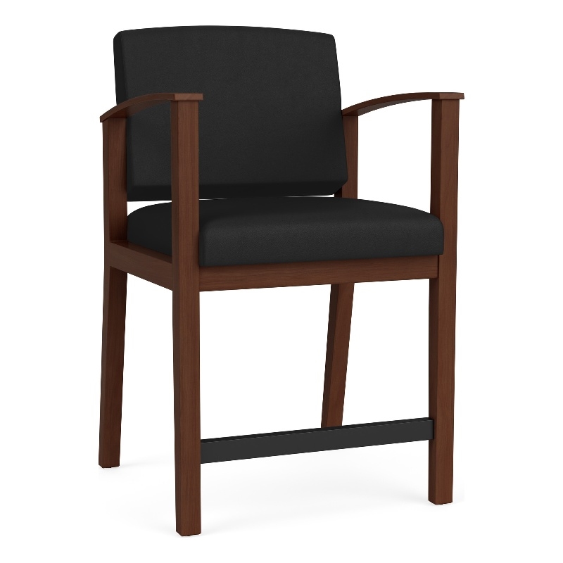 Amherst Wood Reception Waiting Room Healthcare Hip Chair / Walnut Wood / Black