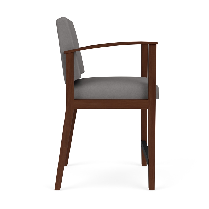 Amherst Wood Reception Waiting Room Hip Chair / Walnut Wood / Light Gray