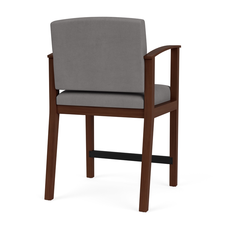 Amherst Wood Reception Waiting Room Hip Chair / Walnut Wood / Light Gray