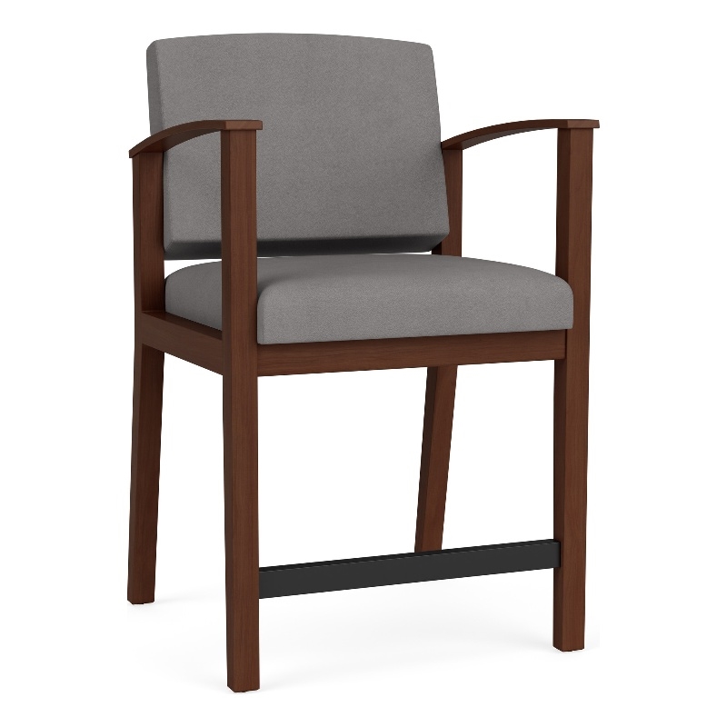 Amherst Wood Reception Waiting Room Hip Chair / Walnut Wood / Light Gray