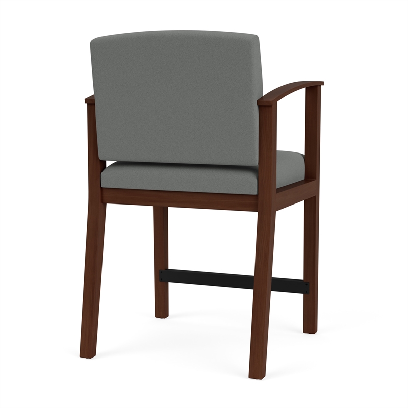 Amherst Wood Reception Waiting Room Hip Chair / Walnut Wood / Light Gray