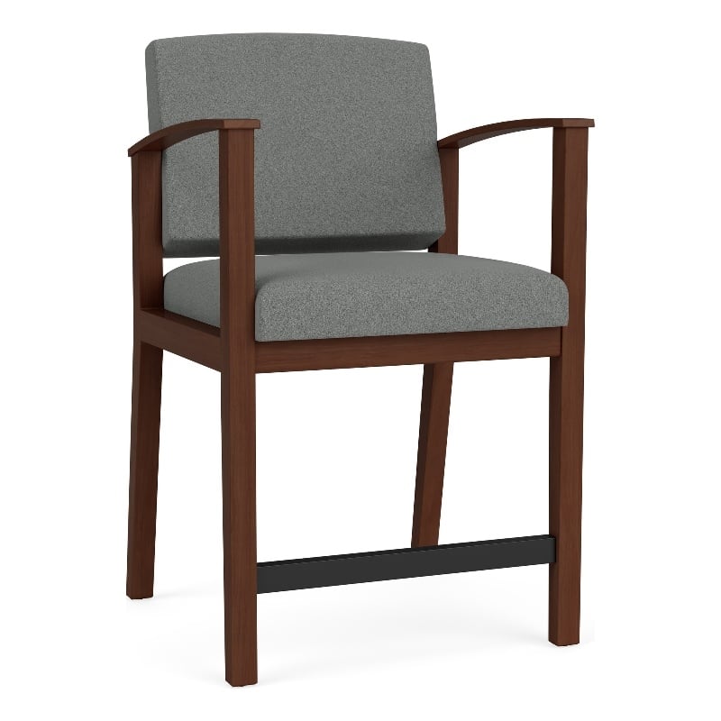 Amherst Wood Reception Waiting Room Hip Chair / Walnut Wood / Light Gray