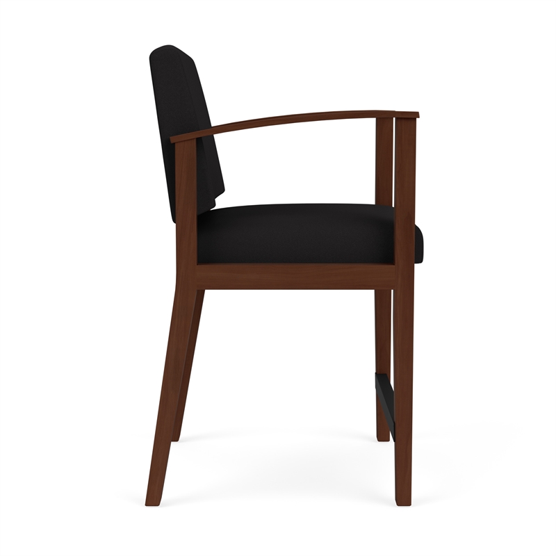 Amherst Wood Reception Waiting Room Healthcare Hip Chair / Walnut Wood / Black