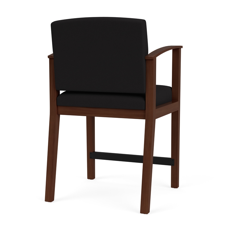 Amherst Wood Reception Waiting Room Healthcare Hip Chair / Walnut Wood / Black