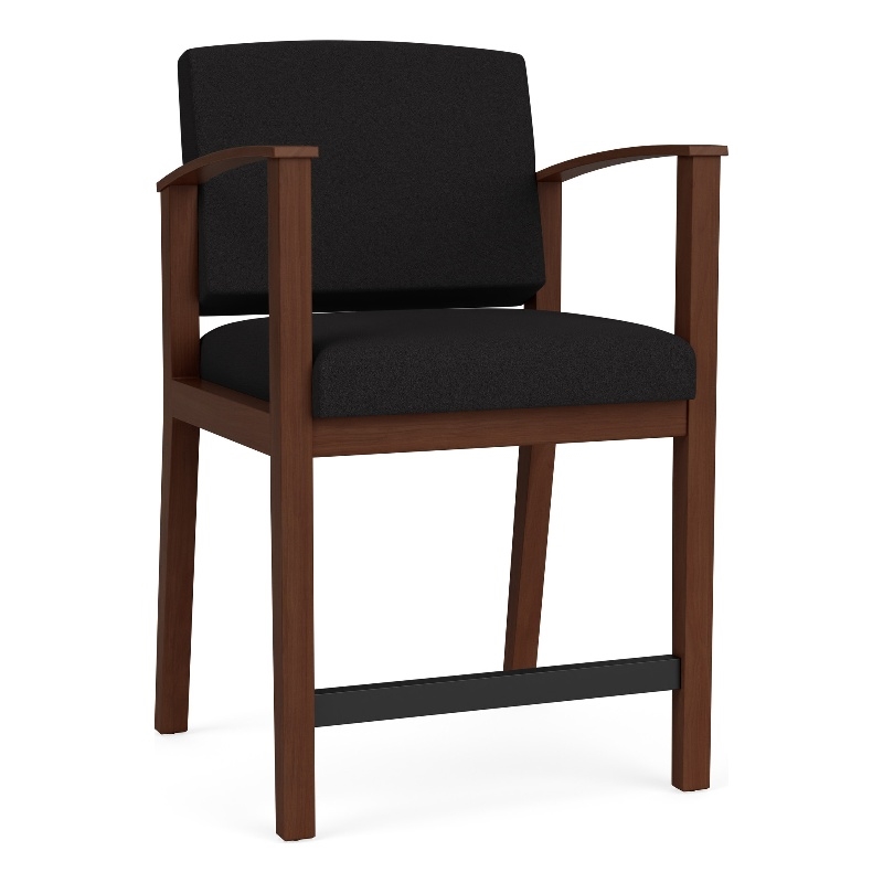 Amherst Wood Reception Waiting Room Healthcare Hip Chair / Walnut Wood / Black