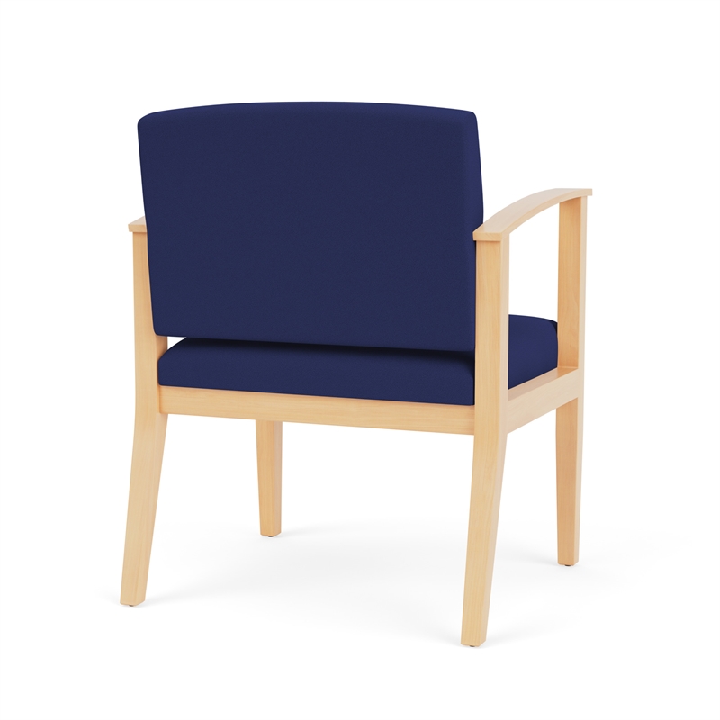 Amherst Wood Reception Waiting Oversize Guest Chair / Natural Wood / Blue