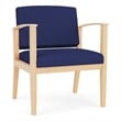 Amherst Wood Reception Waiting Oversize Guest Chair / Natural Wood / Blue