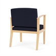 Amherst Wood Reception Waiting Oversize Guest Chair / Natural Wood / Navy Blue