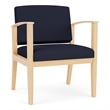 Amherst Wood Reception Waiting Oversize Guest Chair / Natural Wood / Navy Blue