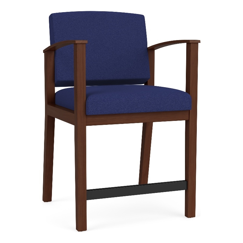 Amherst Wood Reception Waiting Room Healthcare Hip Chair / Walnut Wood / Blue