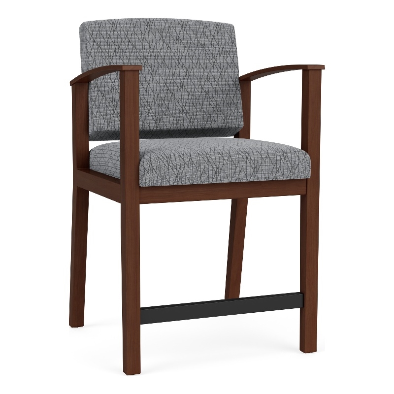 Amherst Wood Reception Waiting Room Healthcare Hip Chair / Walnut Wood / Gray