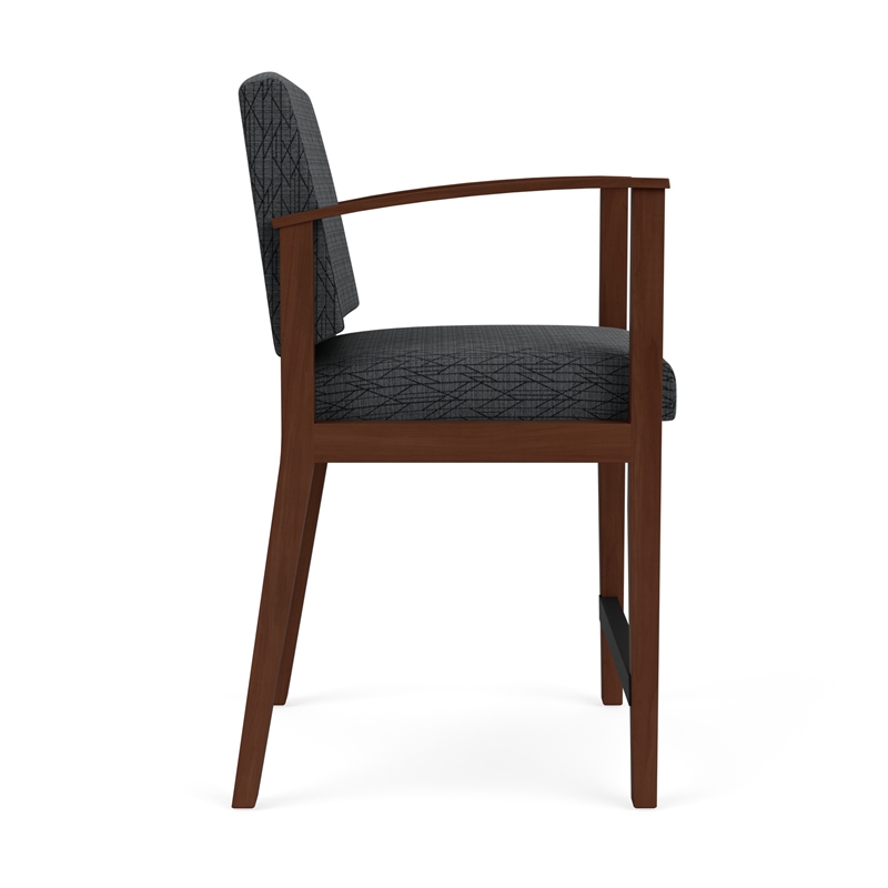 Amherst Wood Reception Waiting Room Hip Chair / Walnut Wood / Dark Gray