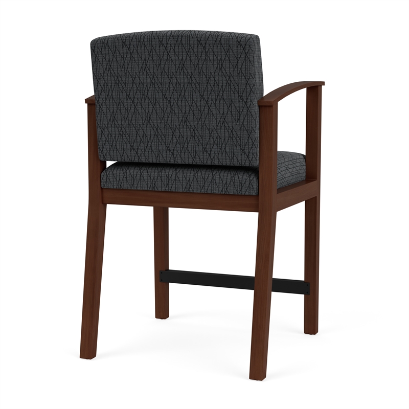 Amherst Wood Reception Waiting Room Hip Chair / Walnut Wood / Dark Gray