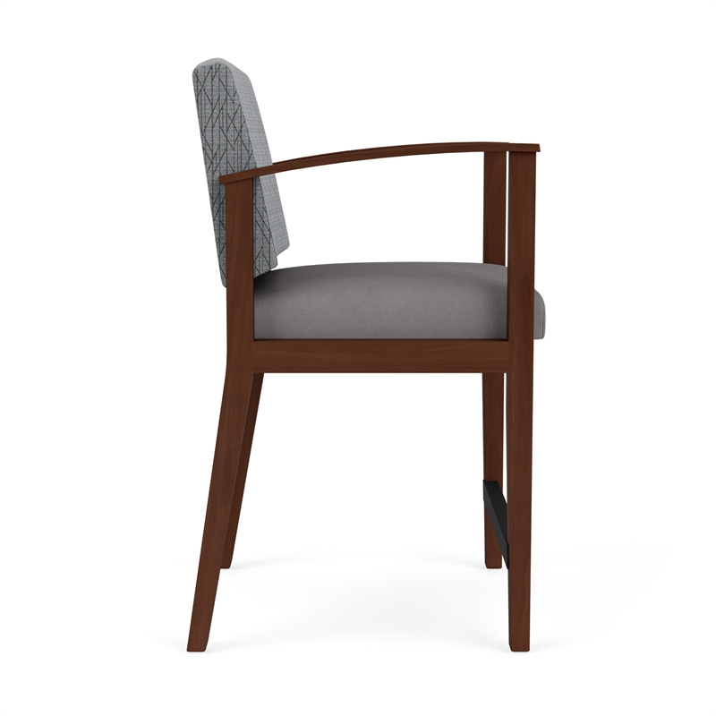 Amherst Wood Reception Waiting Room Hip Chair / Walnut Wood / Gray / Gray