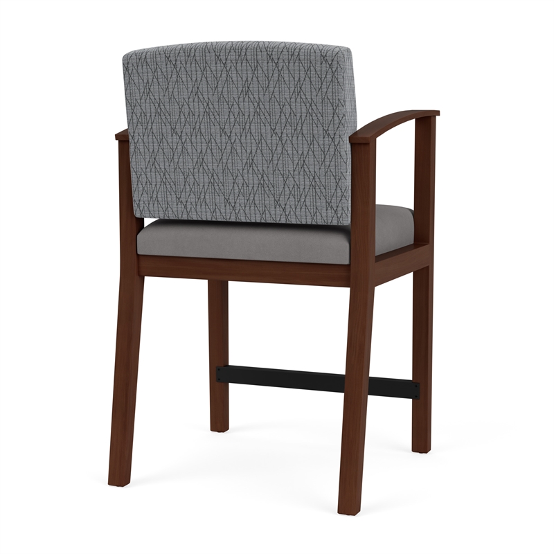 Amherst Wood Reception Waiting Room Hip Chair / Walnut Wood / Gray / Gray