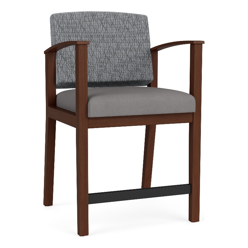 Amherst Wood Reception Waiting Room Hip Chair / Walnut Wood / Gray / Gray