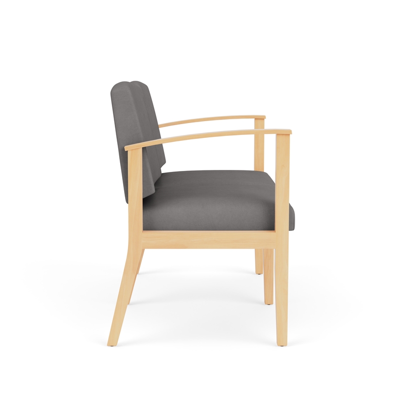 Amherst Wood Reception Waiting 2-Seat Chair / Natural Wood / Light Gray