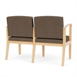Amherst Wood Reception Waiting Room 2-Seat Chair / Natural Wood / Brown