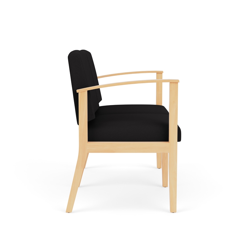 Amherst Wood Reception Waiting Room 2-Seat Chair / Natural Wood / Black