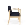 Amherst Wood Reception Waiting 2-Seat Chair / Natural Wood / Navy Blue