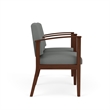 Amherst Wood Reception Waiting 2 Seat Tandem Seating / Walnut Wood / Light Gray