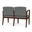 Amherst Wood Reception Waiting 2 Seat Tandem Seating / Walnut Wood / Light Gray